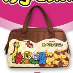 New Ginbis Tabekko Dobutsu Animal Cookie Brown Small Thermal Lunch Bag Japan